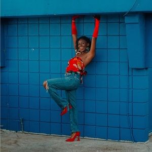 Size 9 true to size Steve Madden Suede Red Heels.